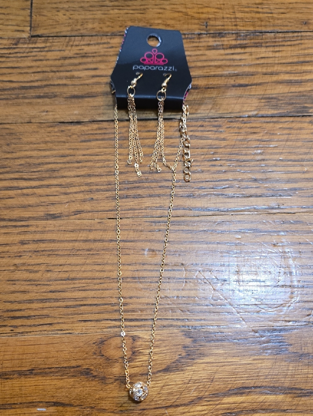 Paparazzi Gold Colored Rhinestone Pendant Choker Style Necklace